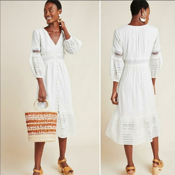 Anthropologie Dresses & Skirts - NWT Anthropologie Ebba Eyelet Midi dress size 6